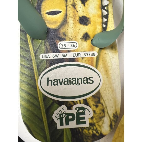 Havaianas Ipê Collection Rubber Flip Flop Sandals Nature Jacaré do Papo Amarelo - Picture 4 of 7